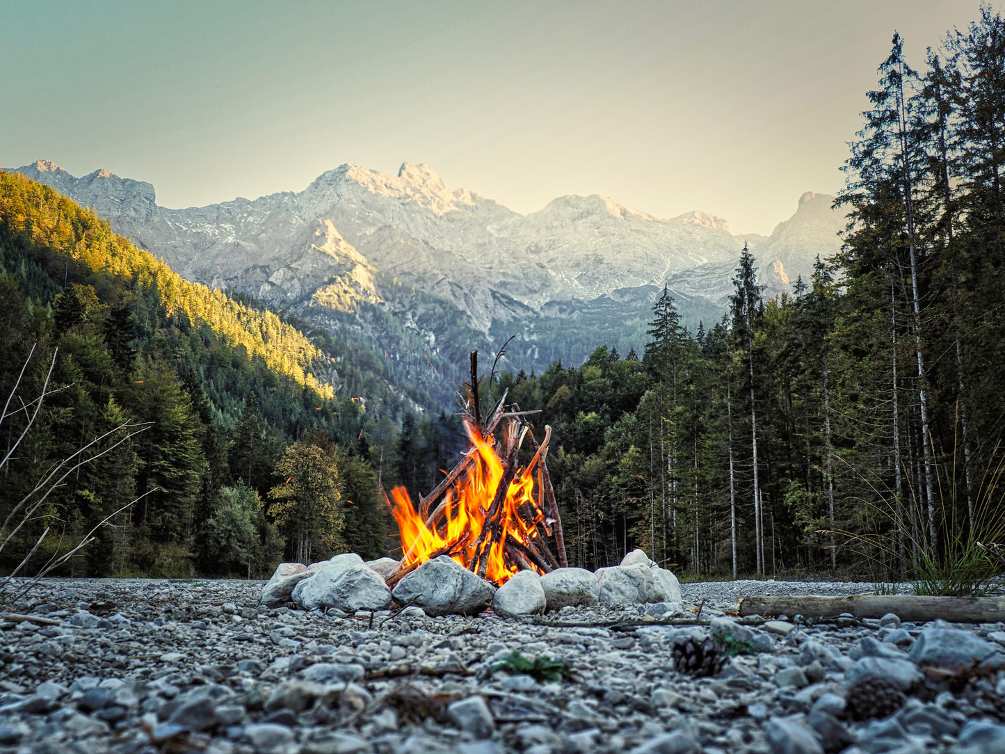 Campfire Burning in the Mountains