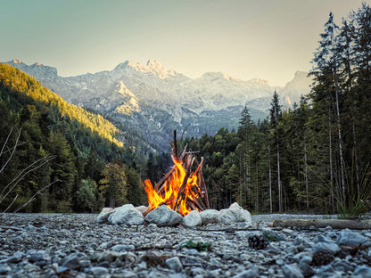 Campfire Burning in the Mountains 