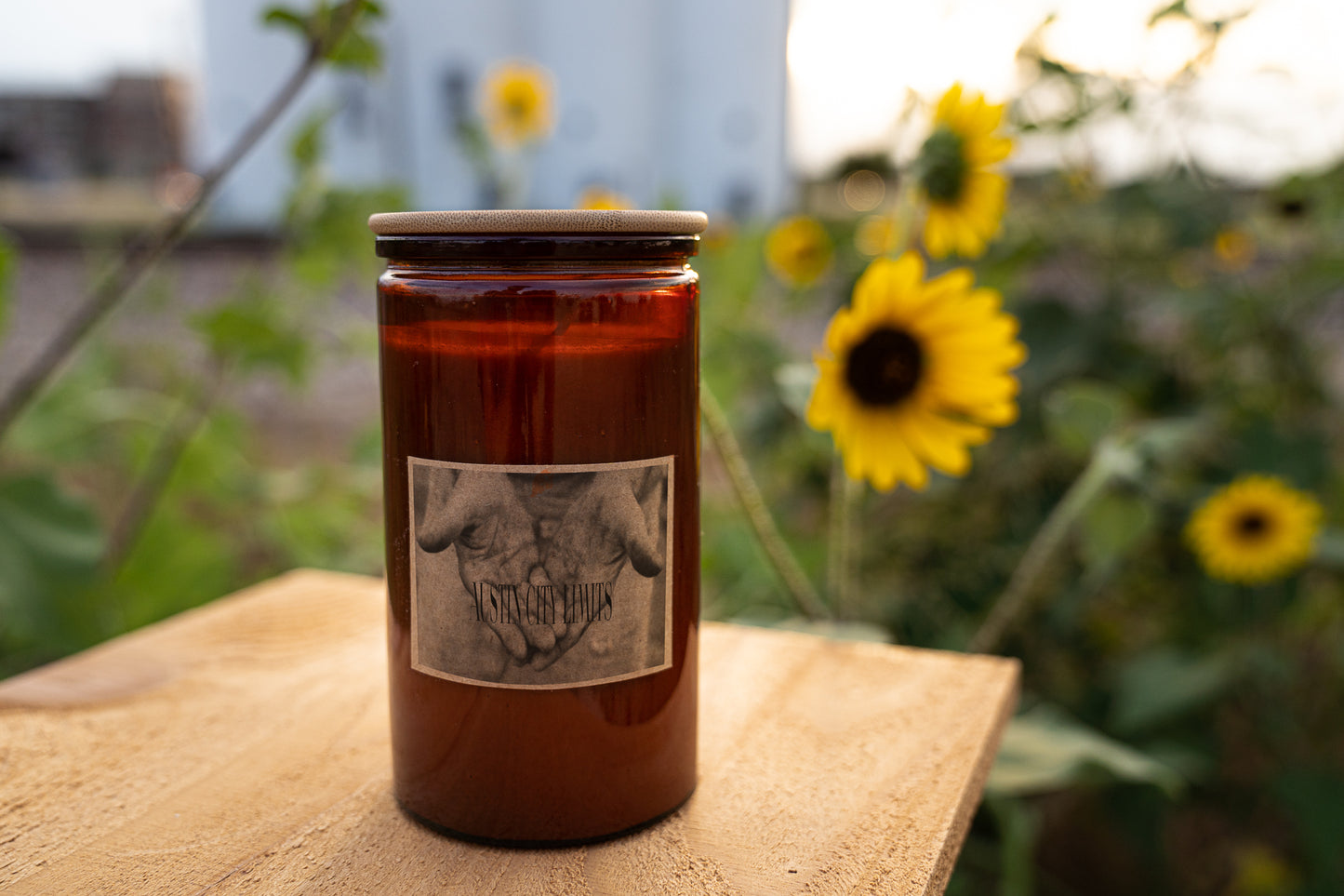 16oz Candle sitting on a table