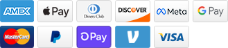 Payment icons; Apple Pay, Diners Club, Discover, Meta Pay, Google Pay, Mastercard, PayPal, QPay, Venmo, and Visa.